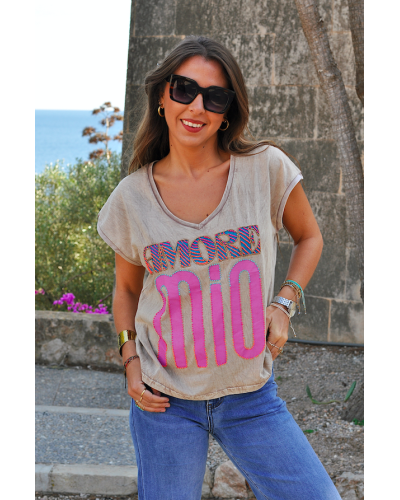 Camiseta Amore Mio Beige