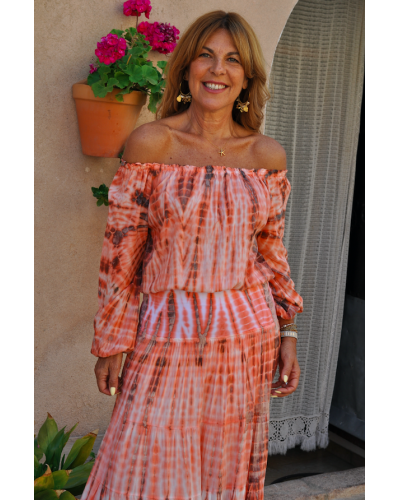 Top Hailo Tie Dye Coral