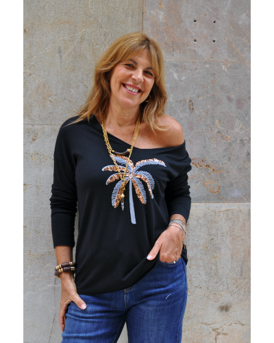 Camiseta Palmera Negra