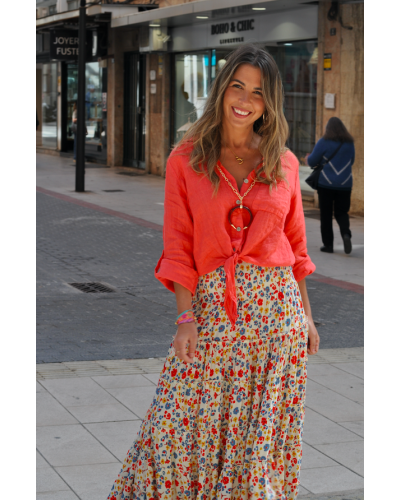 Blusa Leynt Lino Coral