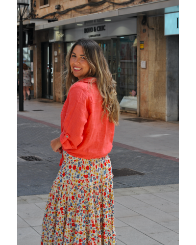 Blusa Leynt Lino Coral