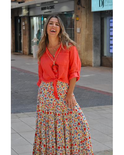 Camisa Leynt Lino Coral