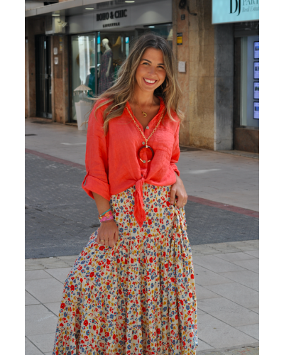 Blusa Leynt Lino Coral