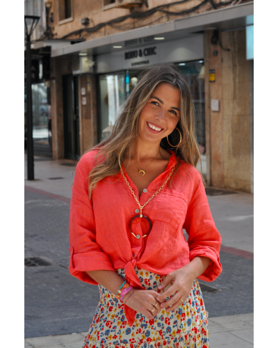 Blusa Leynt Lino Coral