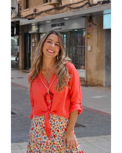 Blusa Leynt Lino Coral