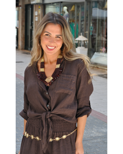 Camisa Leynt Lino Chocolate