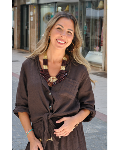 Camisa Leynt Lino Chocolate