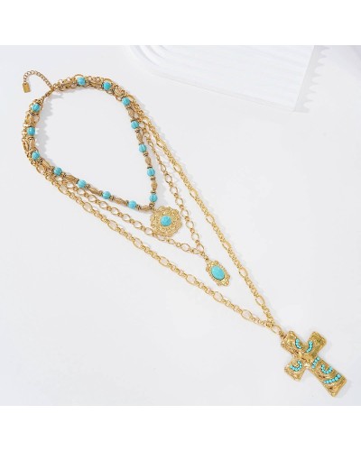 Collar Cruz Turquesa