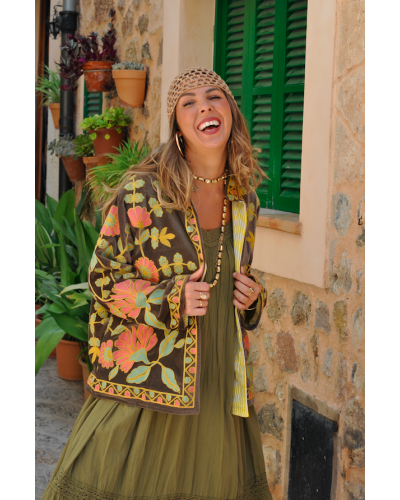 Chaqueta Sanvi Oliva Boho