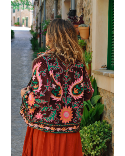Chaqueta Sanvi Boho Berenjena