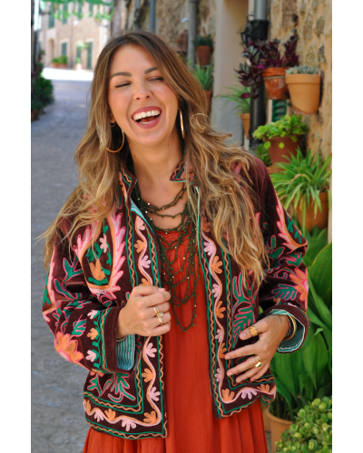 Chaqueta Sanvi Boho Berenjena