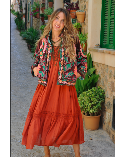 Chaqueta Sanvi Boho Berenjena