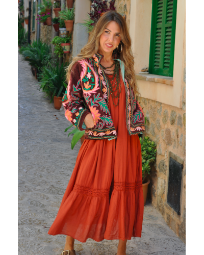 Chaqueta Sanvi Boho Berenjena