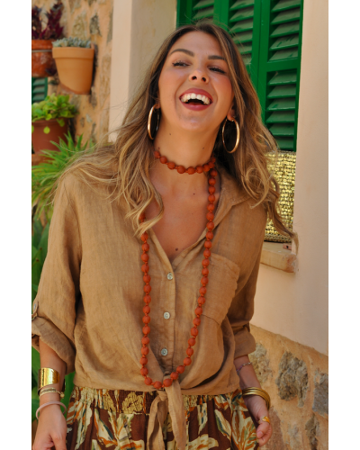 Camisa Leynt Lino Camel