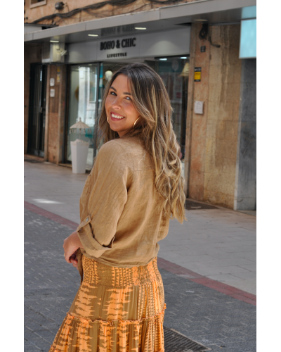 Camisa Leynt Lino Camel