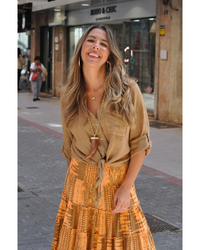 Camisa Leynt Lino Camel