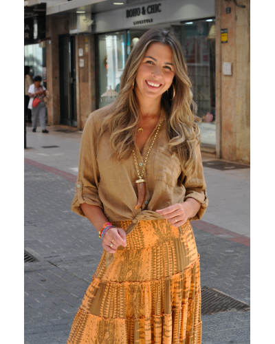 Camisa Leynt Lino Camel