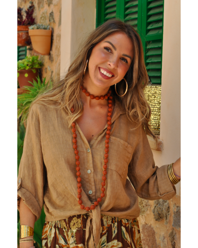 Camisa Leynt Lino Camel