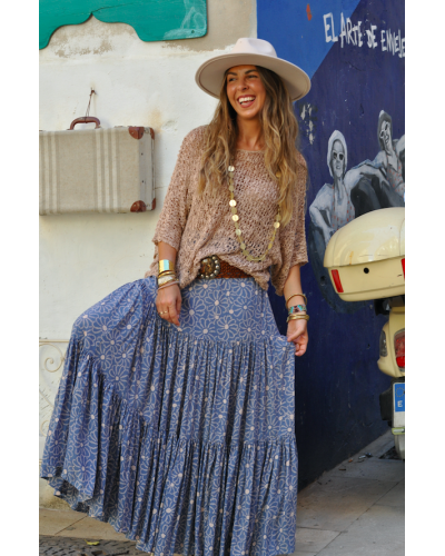 Maria Flower Blue Skirt