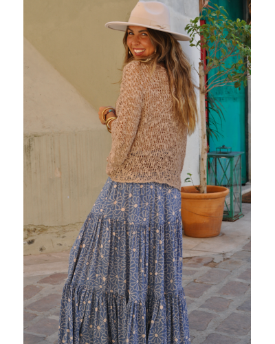 Maria Flower Blue Skirt