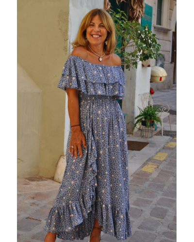 Vestido Bambo Flower Blue