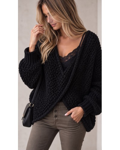 Black Knot-Detail Sweater