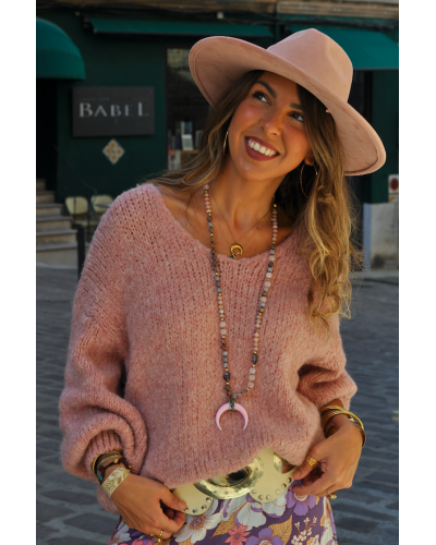 Collar Media Luna Rosa