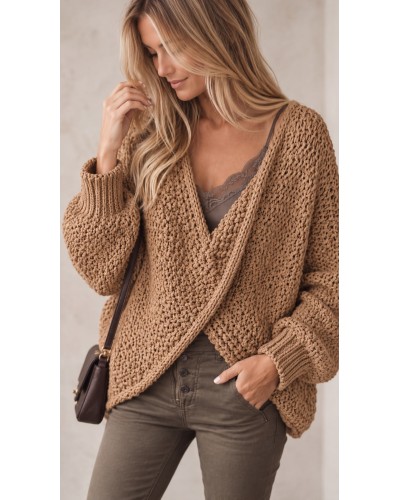 Camel Knot-Detail Sweater
