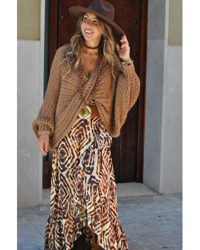 Camel Knot-Detail Sweater
