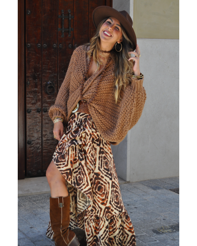 Camel Knot-Detail Sweater