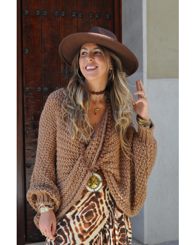 Camel Knot-Detail Sweater