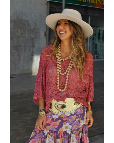 Collar Bolas Seda Beige