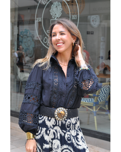 Black Embroidered Bohemian Blouse