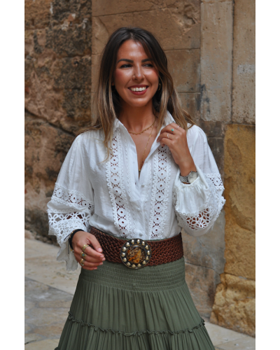 Blusa Bohemia Bordada Blanco