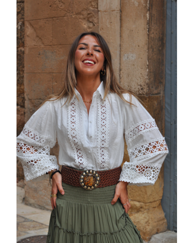 White Embroidered Bohemian Blouse