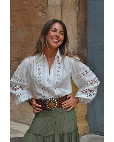 White Embroidered Bohemian Blouse