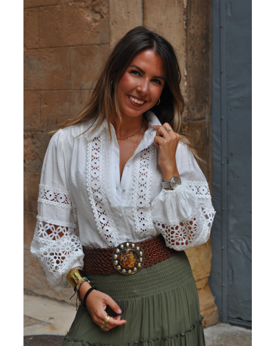 White Embroidered Bohemian Blouse